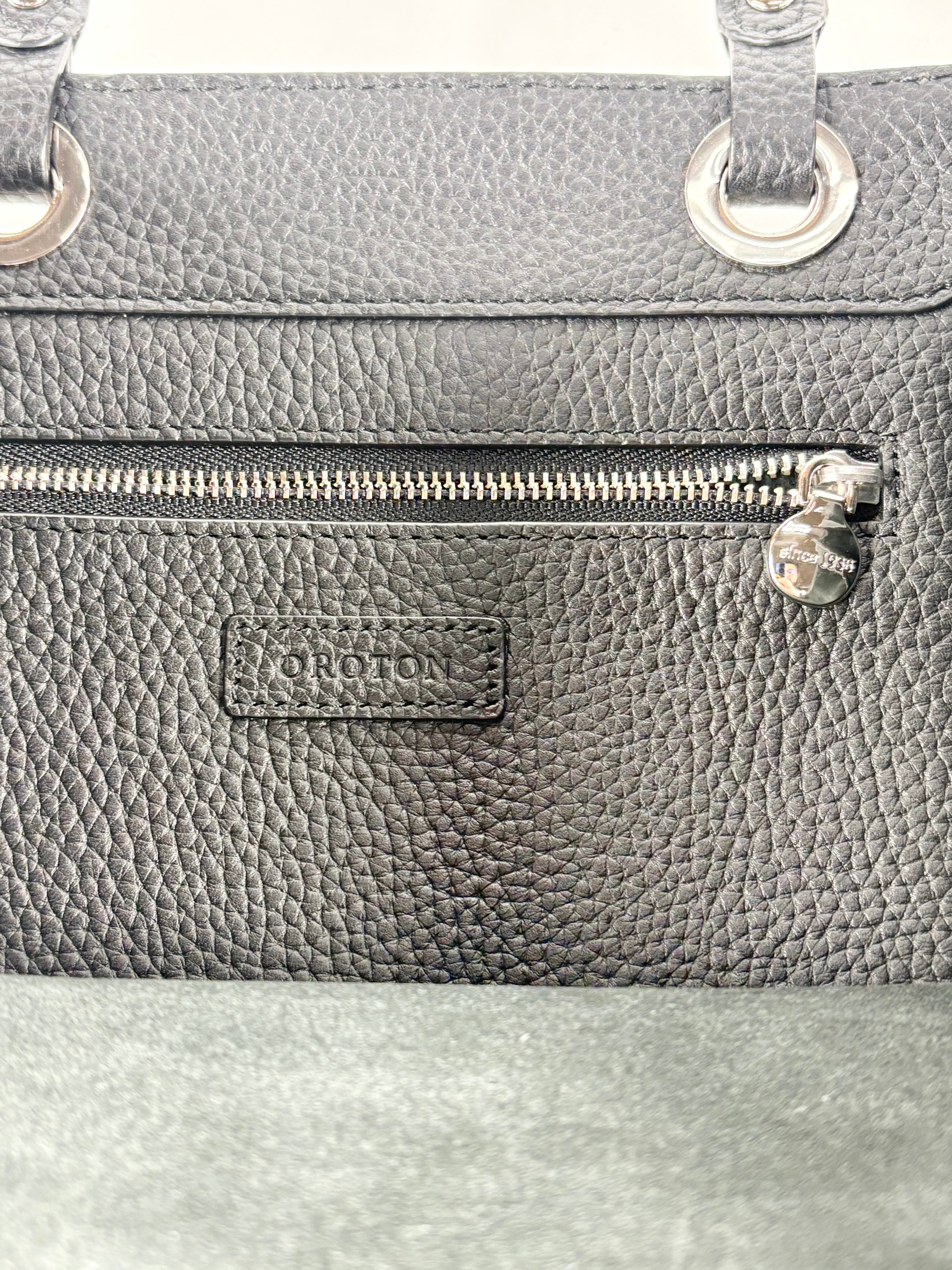 Oroton Black Grained Leather Medium Tote Bag
