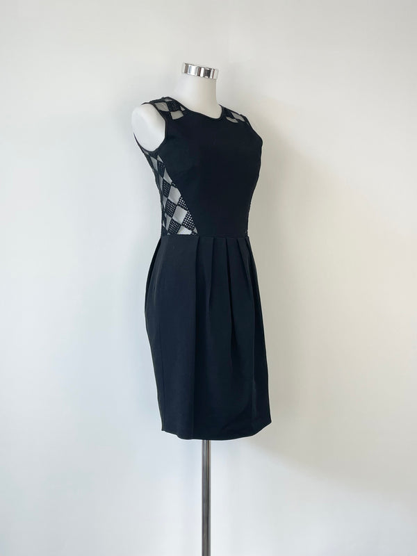 Aurelio Costarella Black Mesh Paneled Midi Dress - AU8