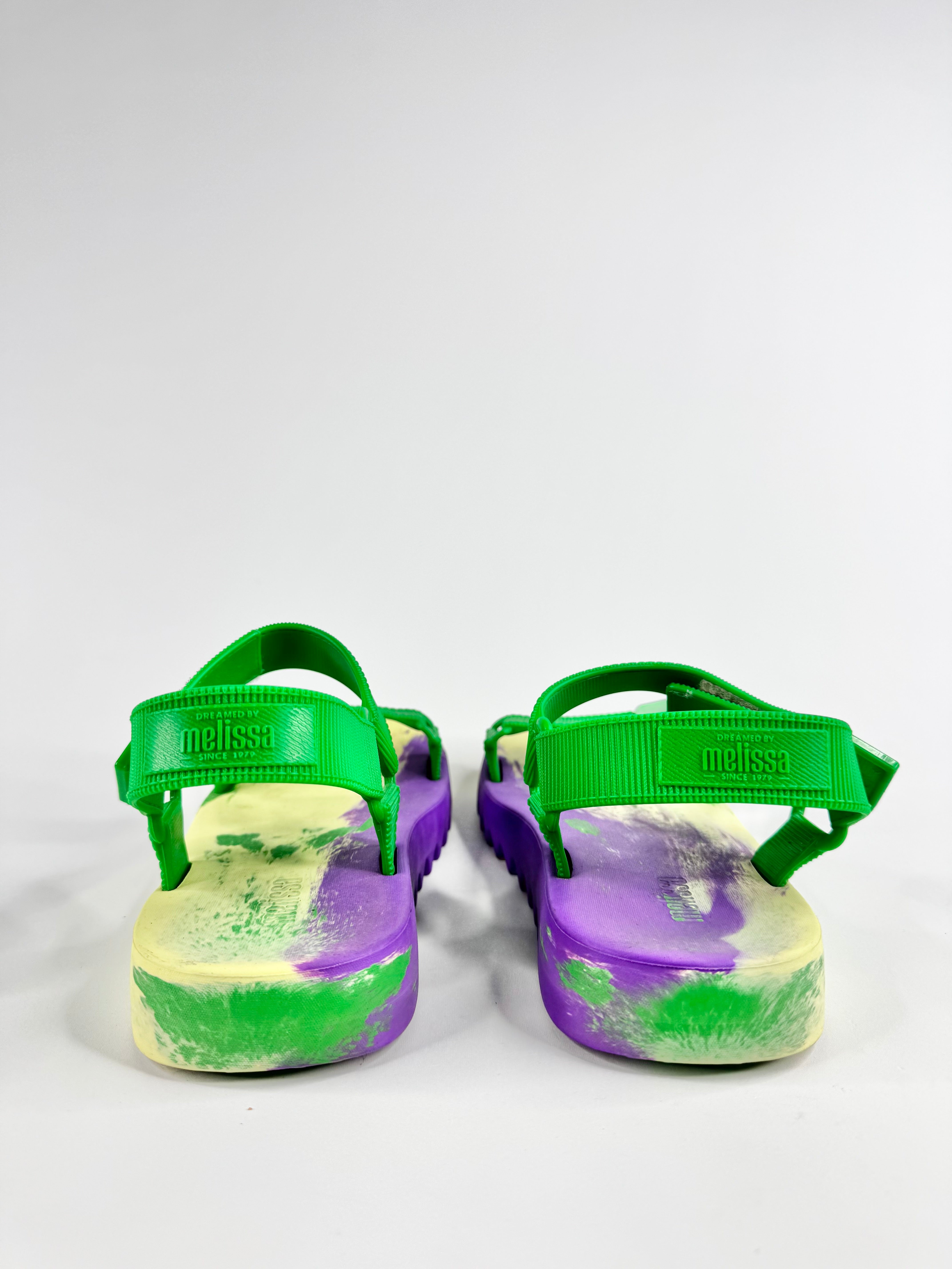 Melissa Flowing Papete Green Purple & Yellow Platform Sandals - EU36