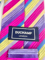Duchamp London Multicolour Diagonal-Stripe Silk Tie