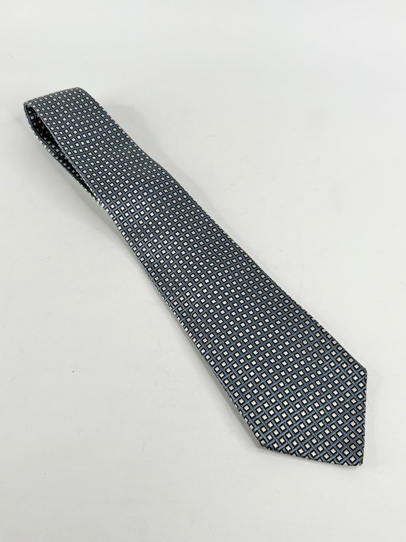 Boss Hugo Boss Periwinkle & White Square Patterned Silk Tie