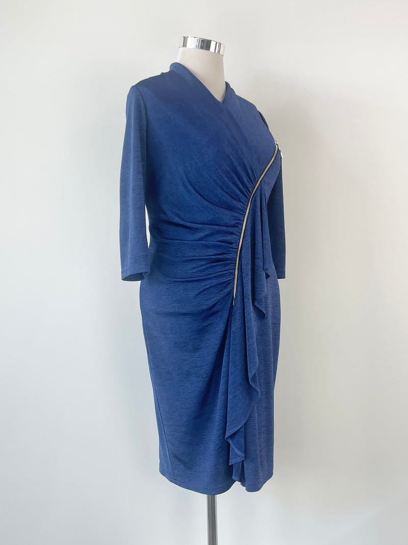 Joseph Ribkoff Indigo 'Melange' Ruched Dress - AU16