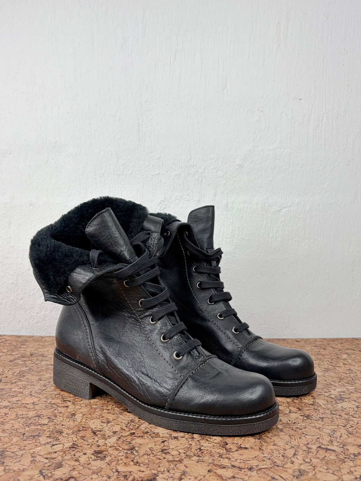 Wonders Black Fleece Lined Boots - EU38