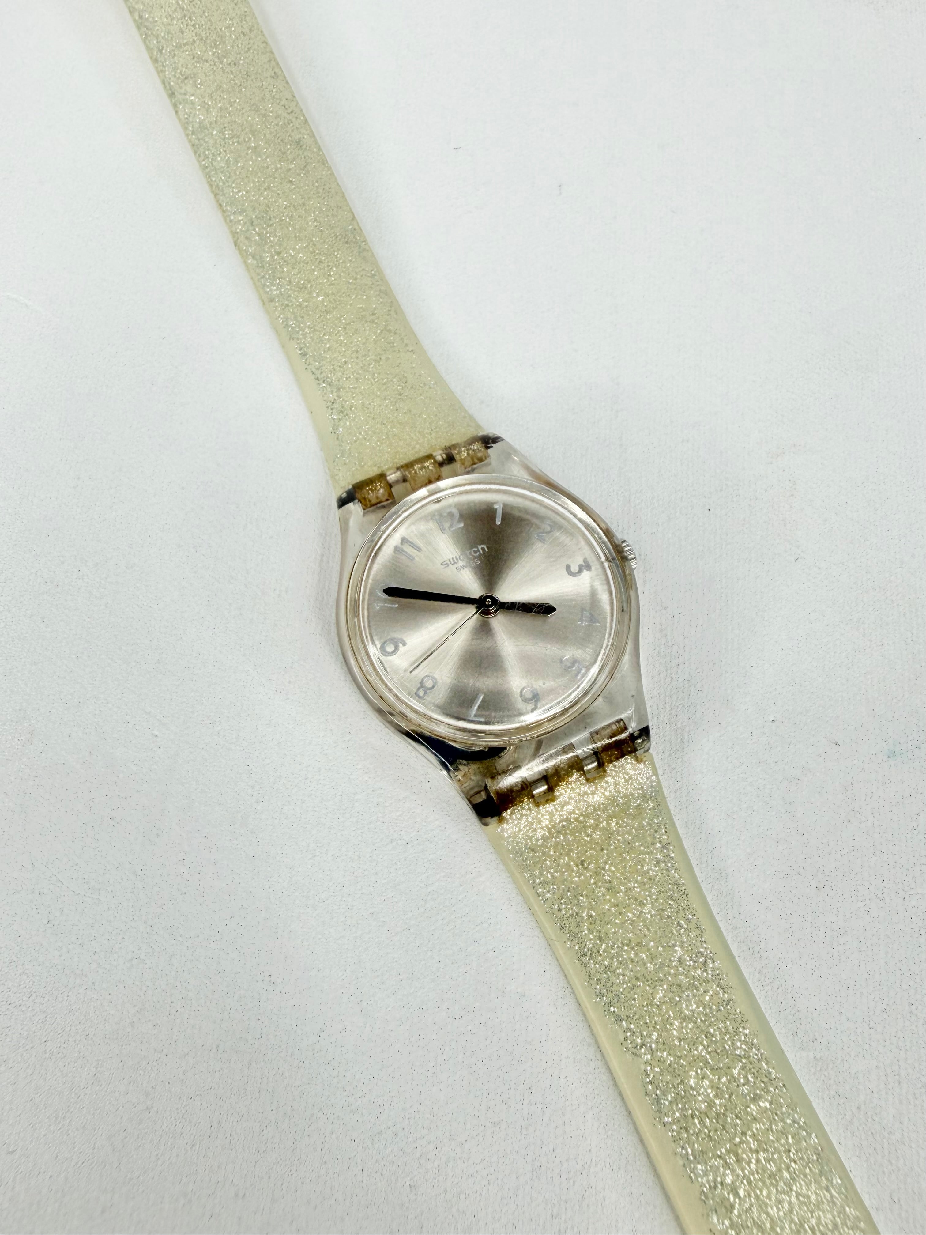 Swatch Silver 'Glistar' Too Wrap Strap Watch