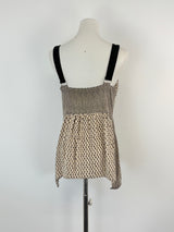 Proenza Schouler Taupe & Black Patterned Silk Top - AU6
