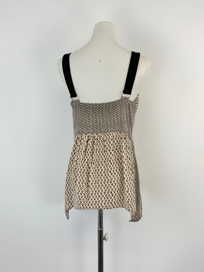 Proenza Schouler Taupe & Black Patterned Silk Top - AU6
