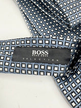 Boss Hugo Boss Periwinkle & White Square Patterned Silk Tie