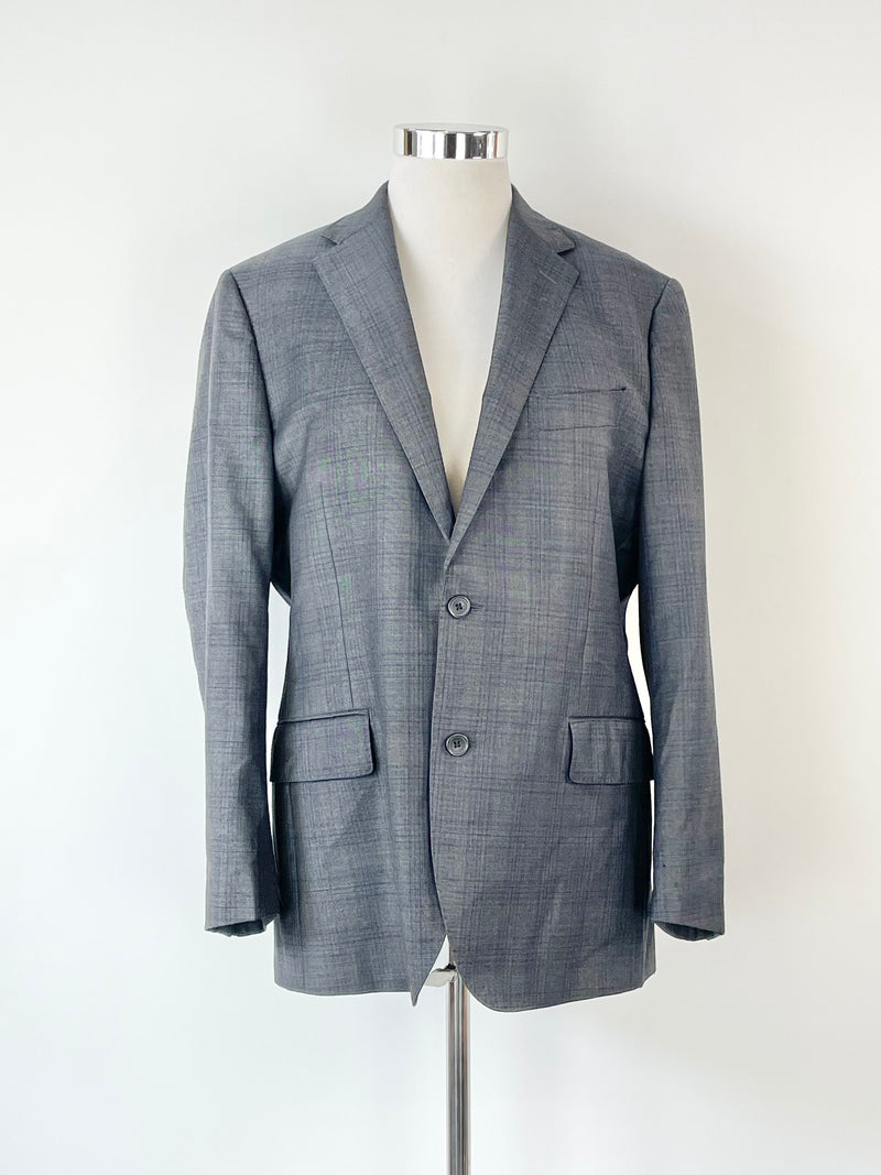 M.J. Bale Blue Label Charcoal Checked Wool Blazer - 44R