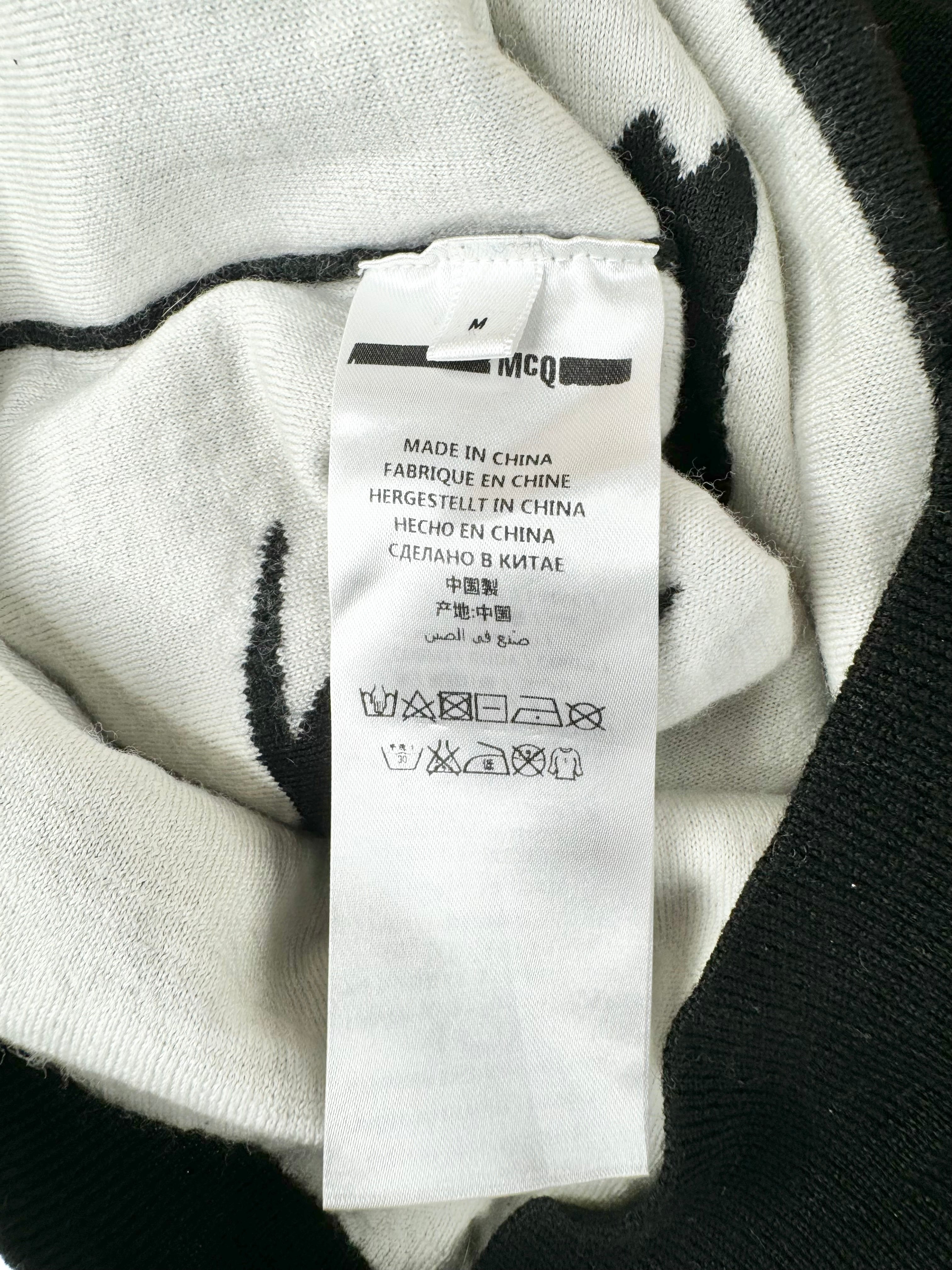 McQ Black & Bright Pink Swallow Pattern Wool Jumper - AU8