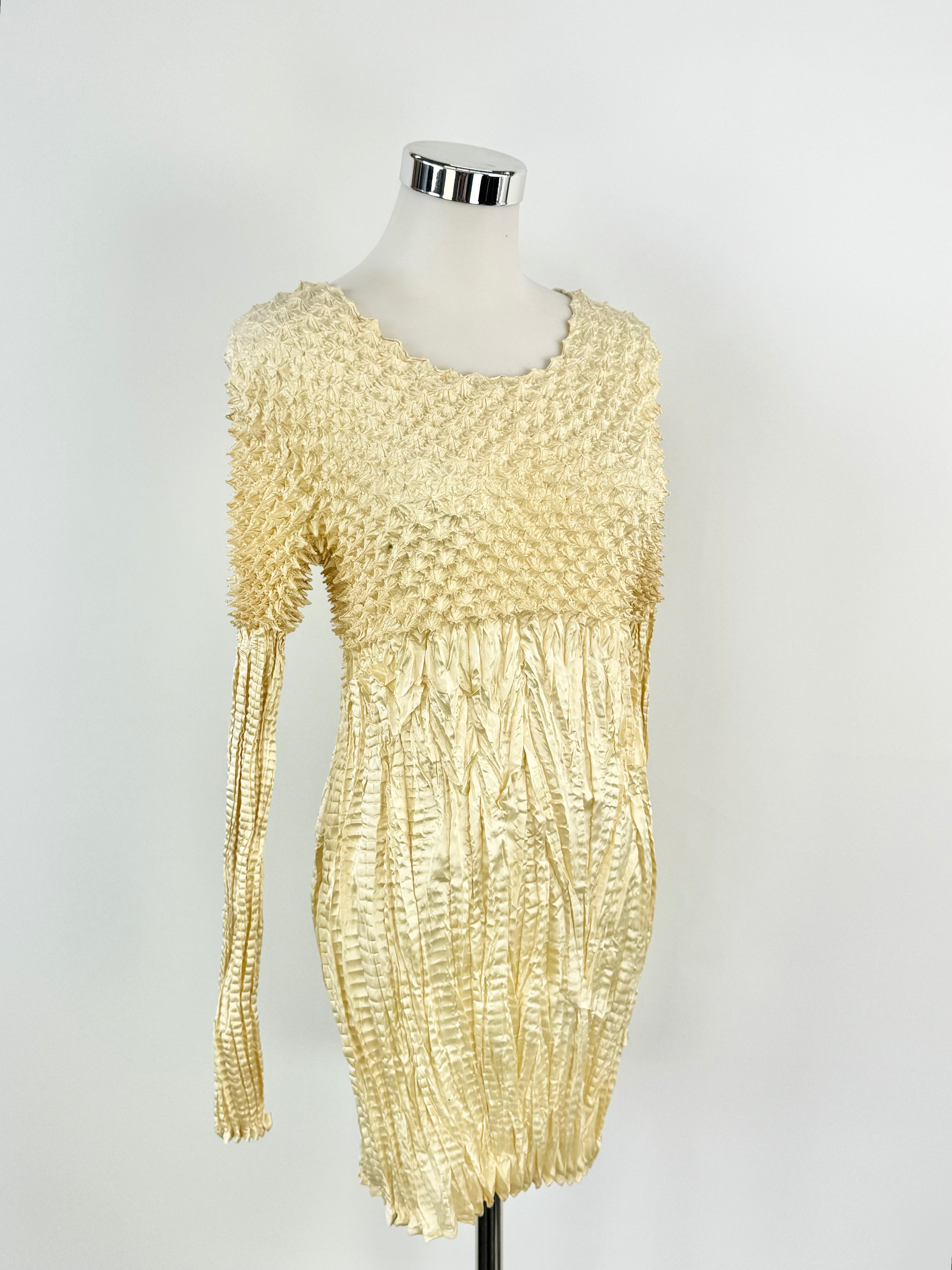 IYD Champagne Gold Metallic Pleated Dress - AU6/8