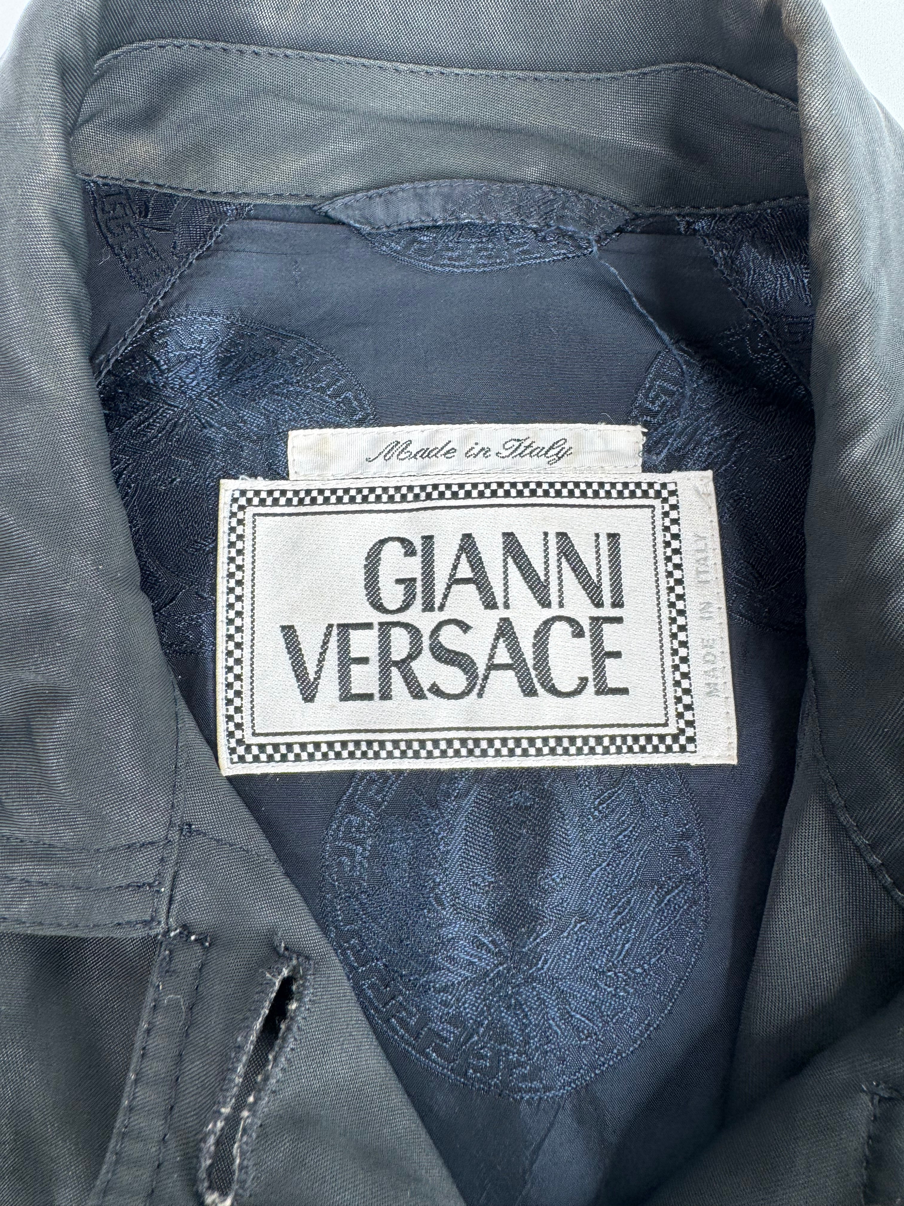 Vintage 80s Gianni Versace Black Trench Coat - AU10/12