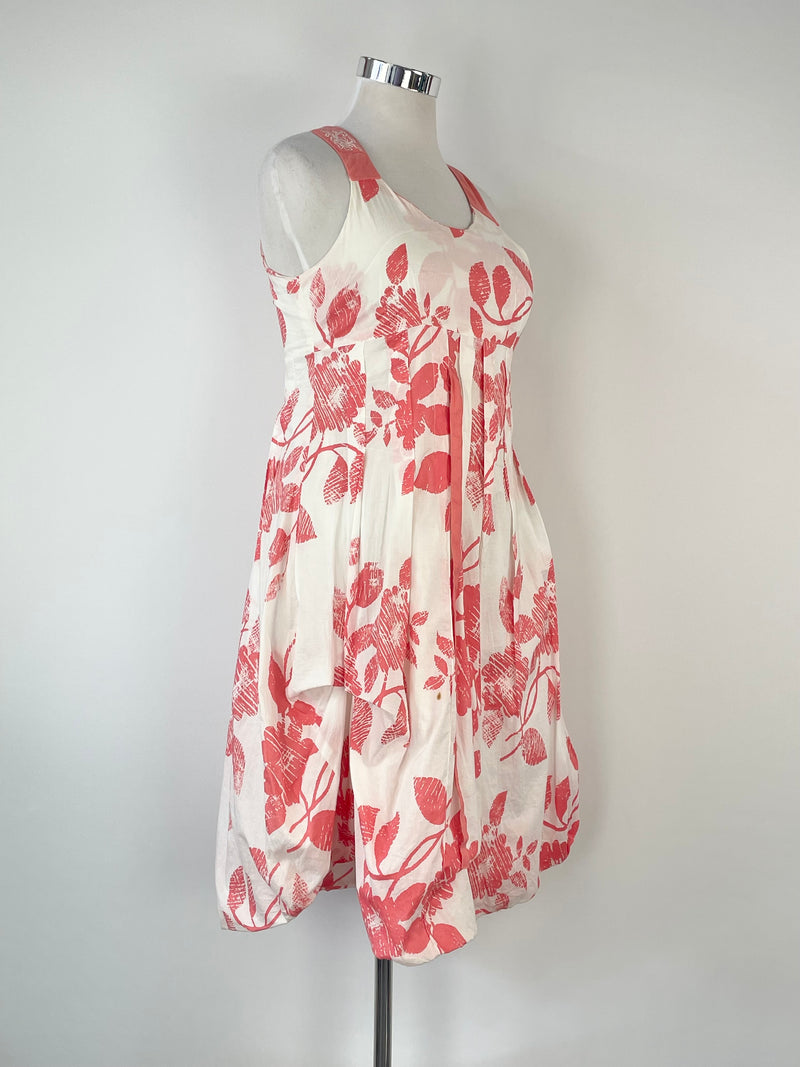 Animale White & Pink Florals Midi Dress - AU12