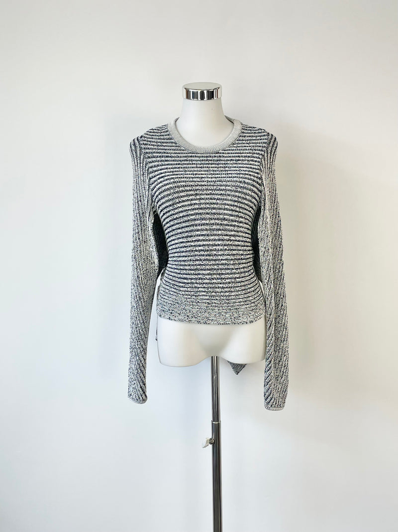 Dion Lee Grey Rib Knit Open-Back Sweater - AU6/8