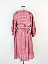Vintage Norman Hartnell Deep Pink Crochet Neck Day Dress - AU12