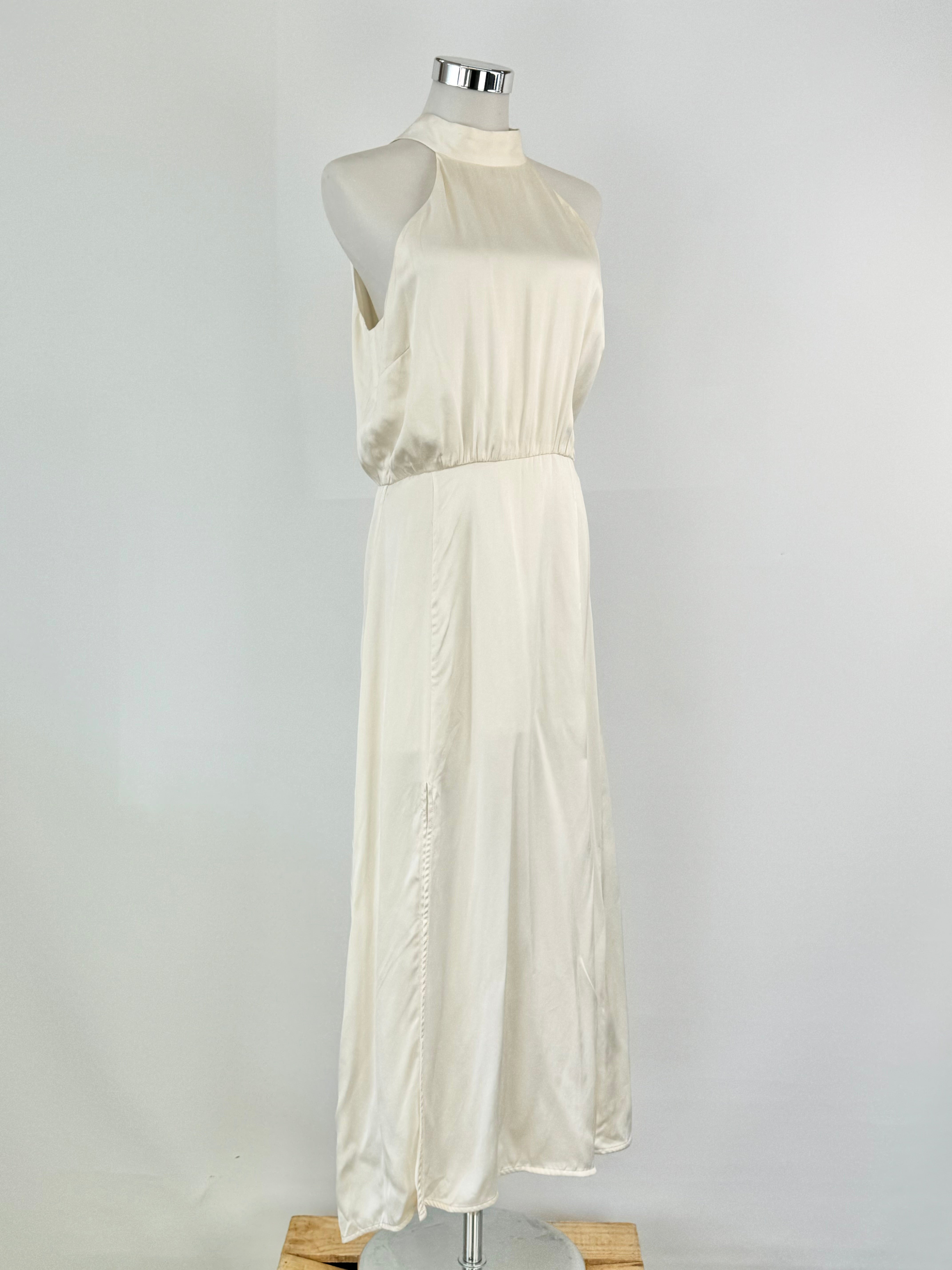 Zimmermann Pale Cream Silk Halter Neck Maxi Dress - AU10