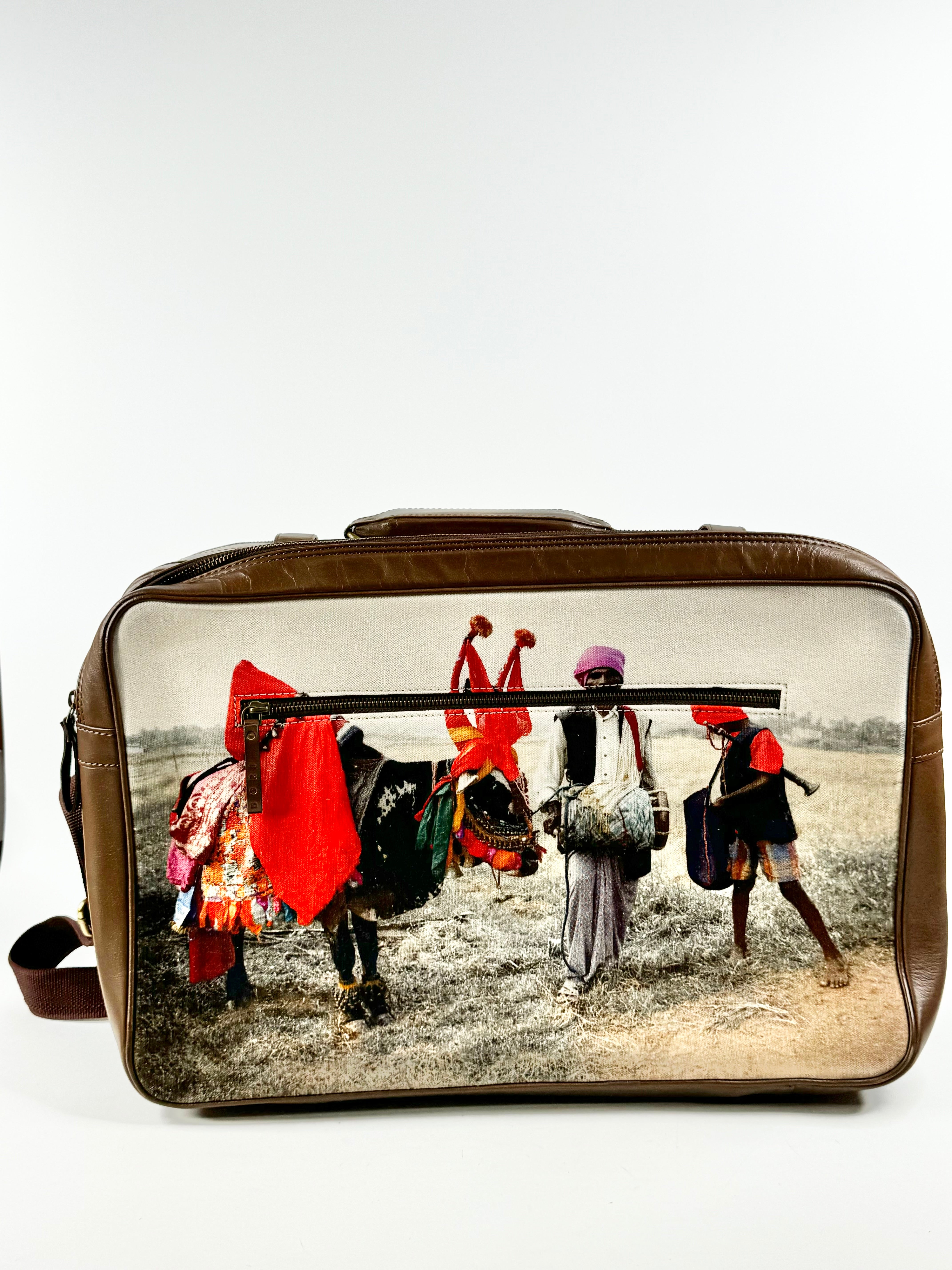 Nappa Dori Leather & Fabric Photograph Large Briefcase