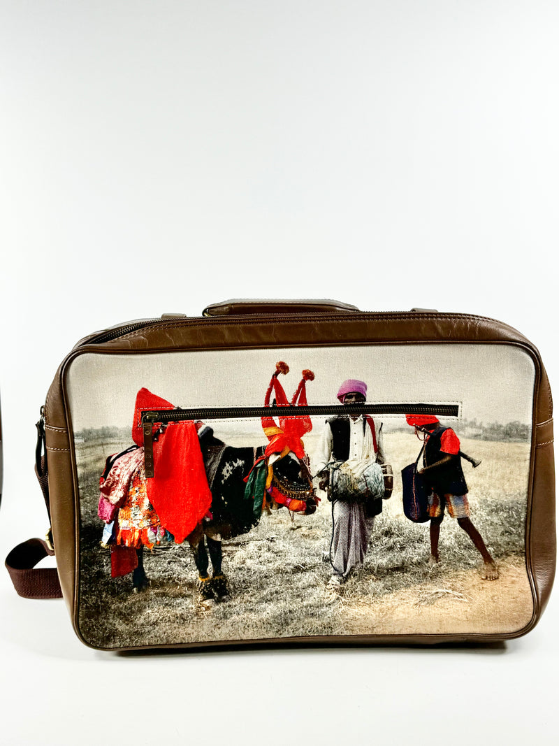 Nappa Dori Leather & Fabric Photograph Large Briefcase