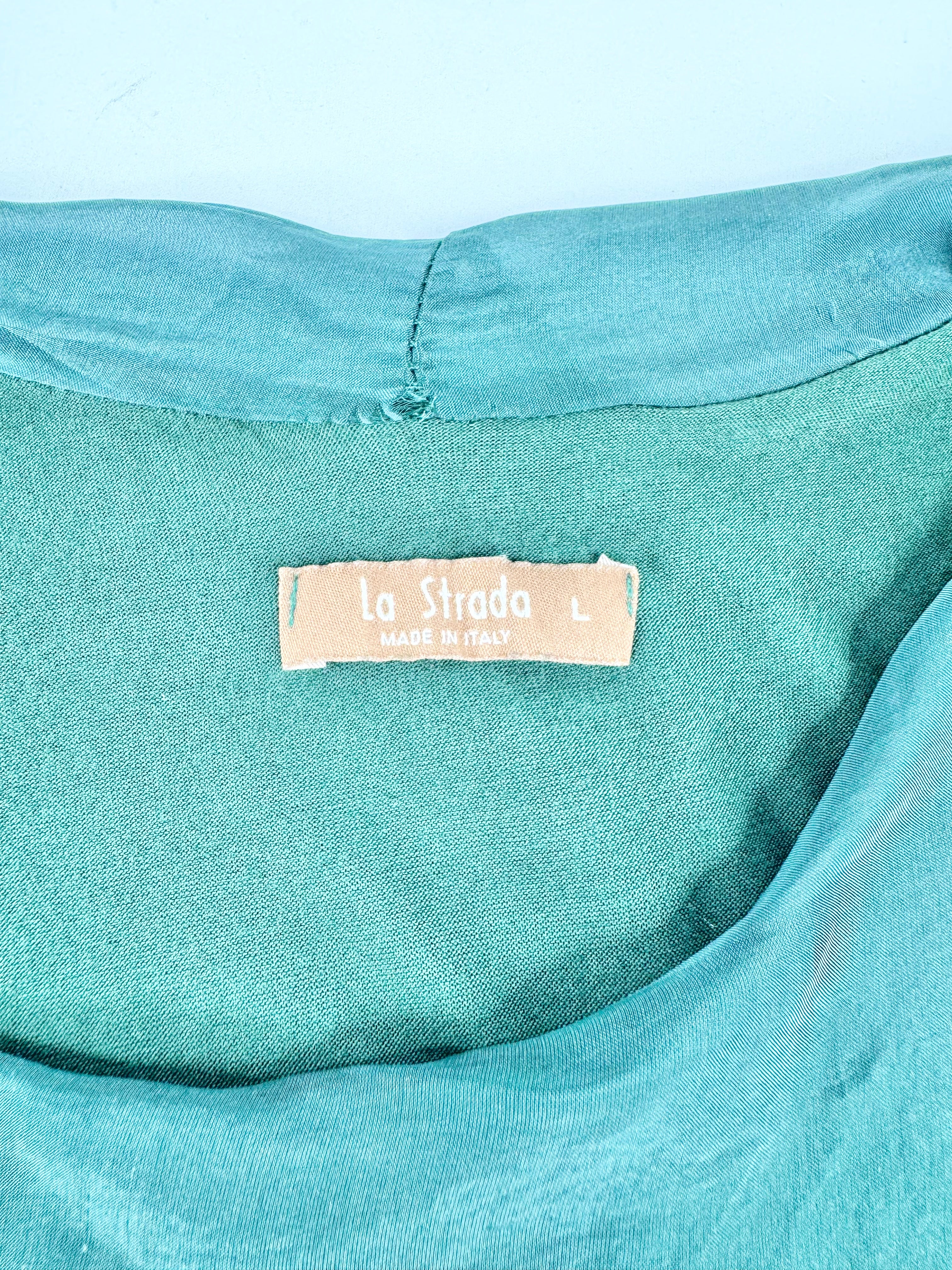 La Strada Forest Green Silk Tiered Maxi Dress - AU12