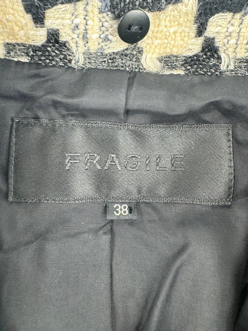 Fragile Black & Cream Wool Woven Houndstooth Pattern Jacket - AU8/10
