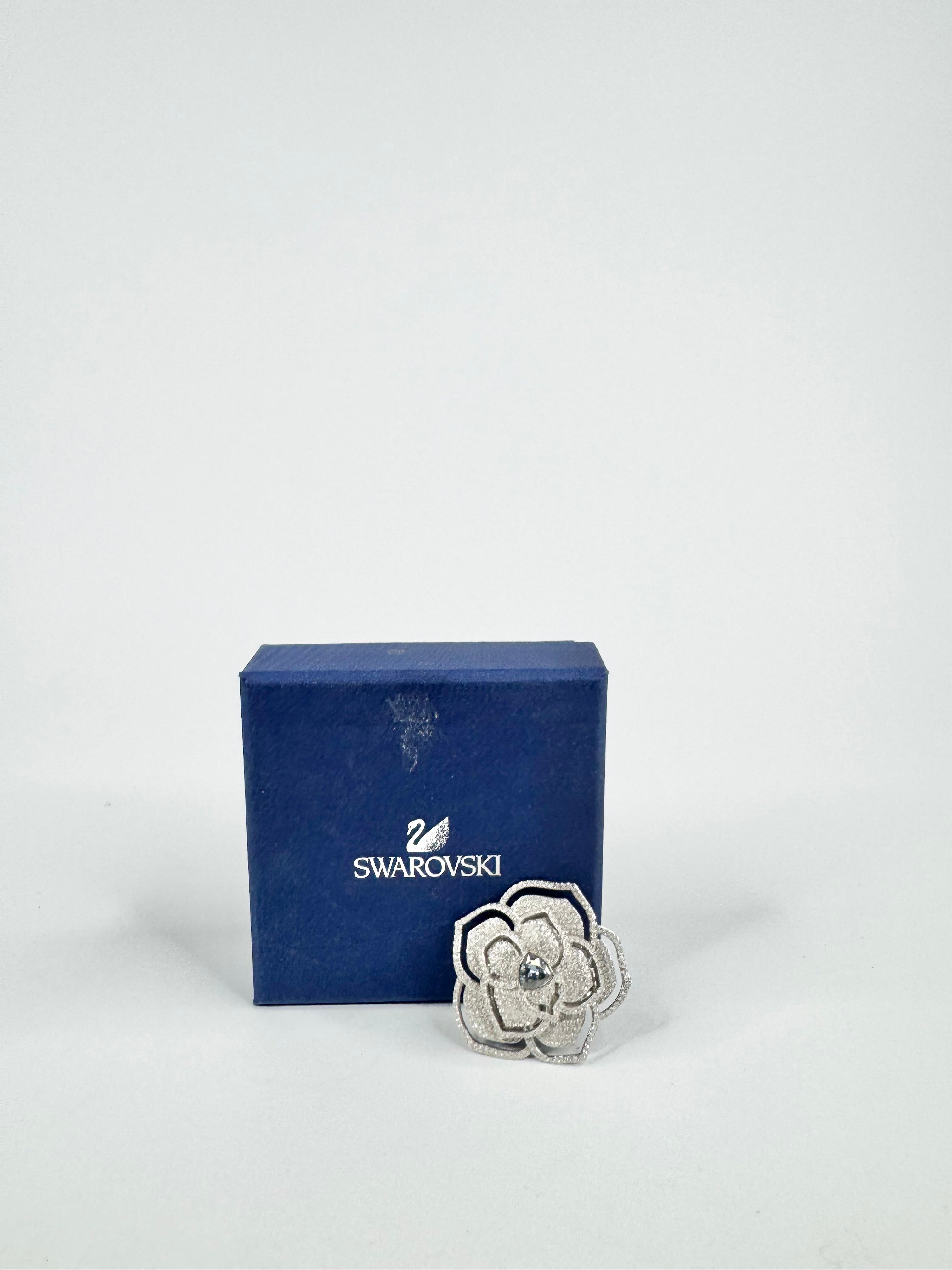Swarovski Pave Crystal Studded Flower Brooch