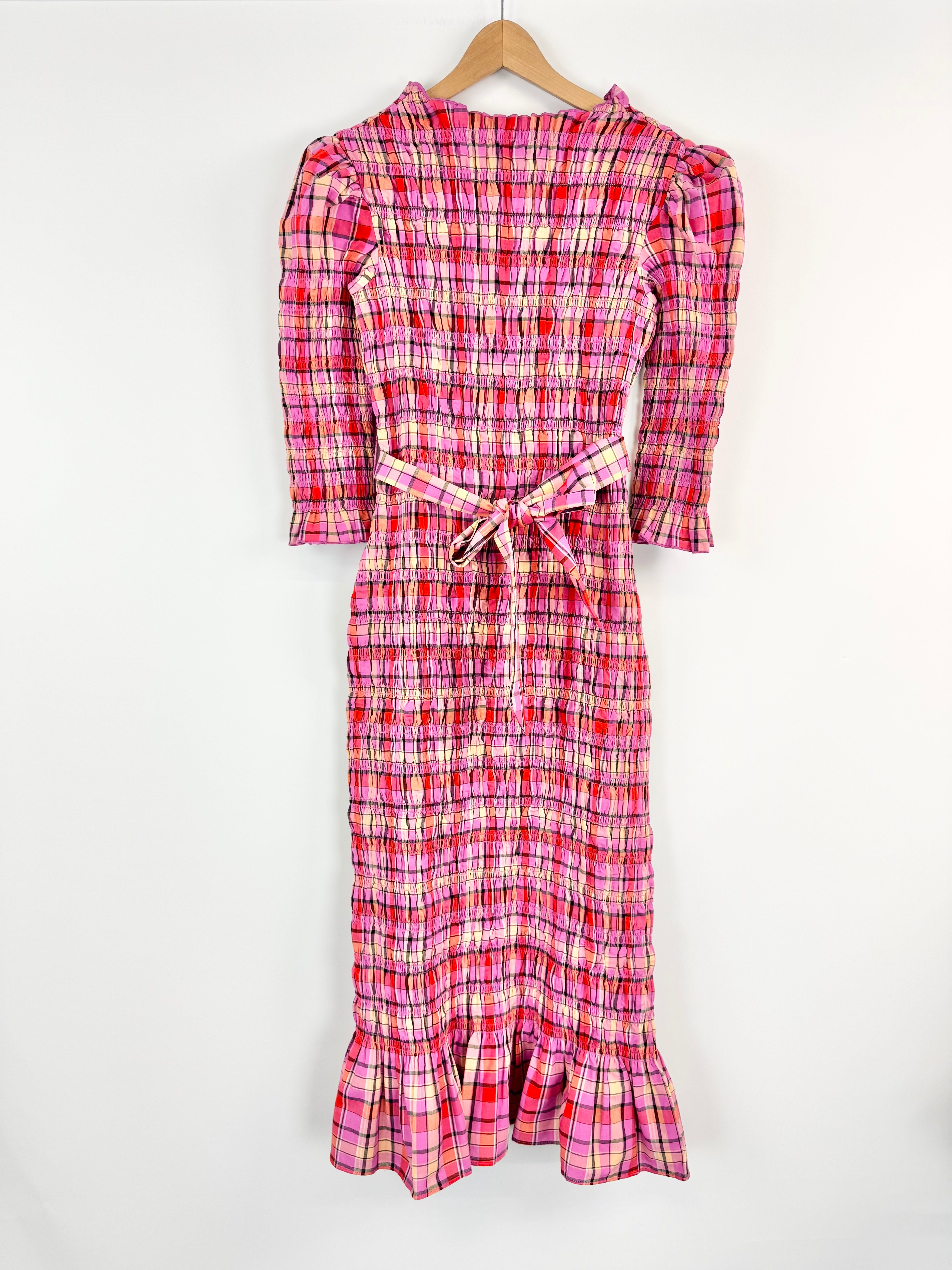 Steele Pink Plaid 'Amalia' Shirred Dress NWT - AU6