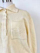 Vintage Cream Dragonfly Embroidered Jumper - AU10