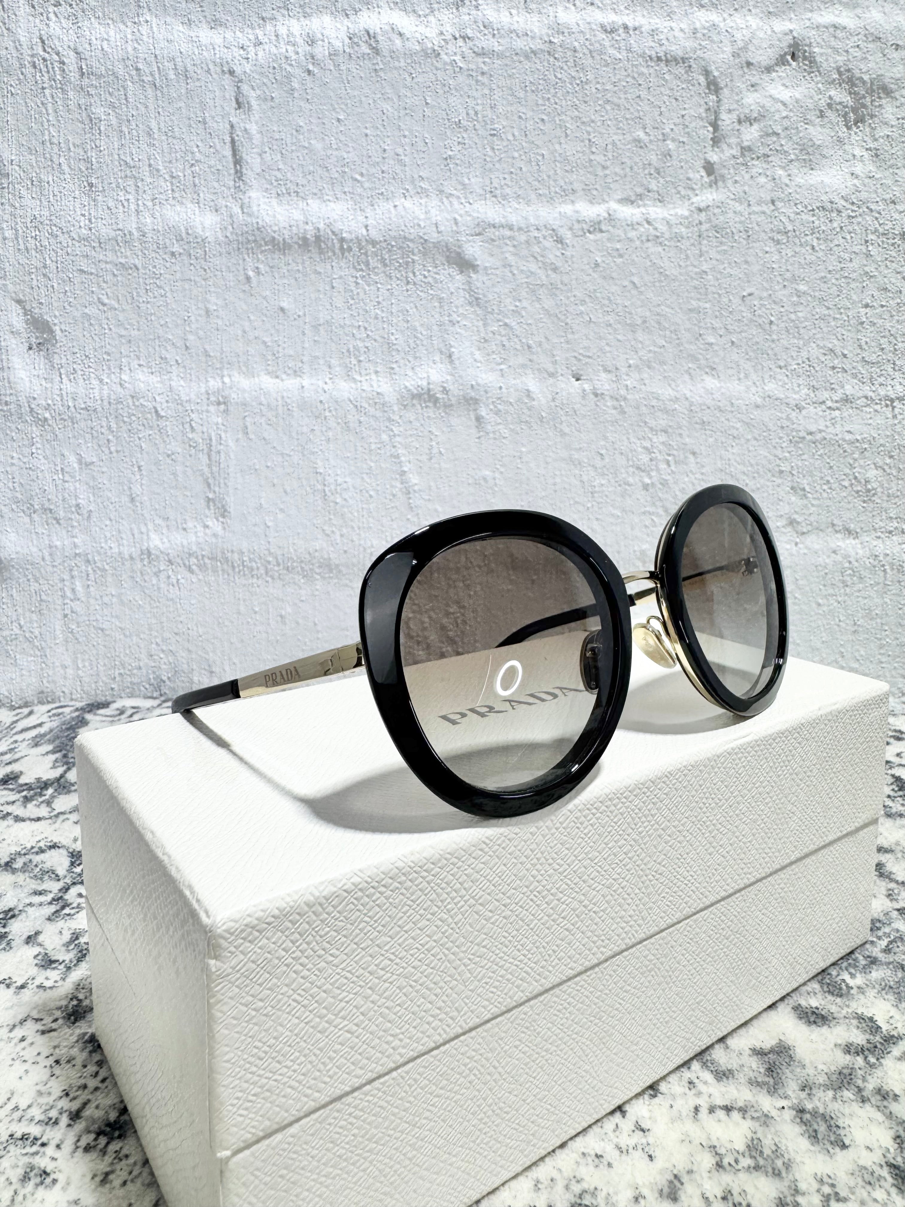 Prada SOR54Y Black Oversized Round Sunglasses