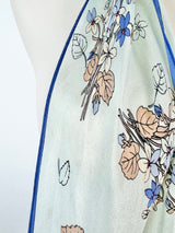 Oscar de la Renta Pale Blue Long Posy Scarf