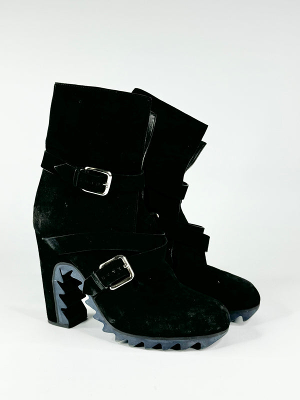 Jil Sanders Black Suede Heeled Boots - EU39