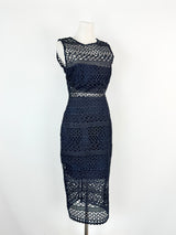 Nicholas Blue Black Lace Midi Dress - AU10