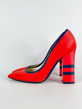 Pollini Vermillion Leather 'Perry' Pumps - EU37