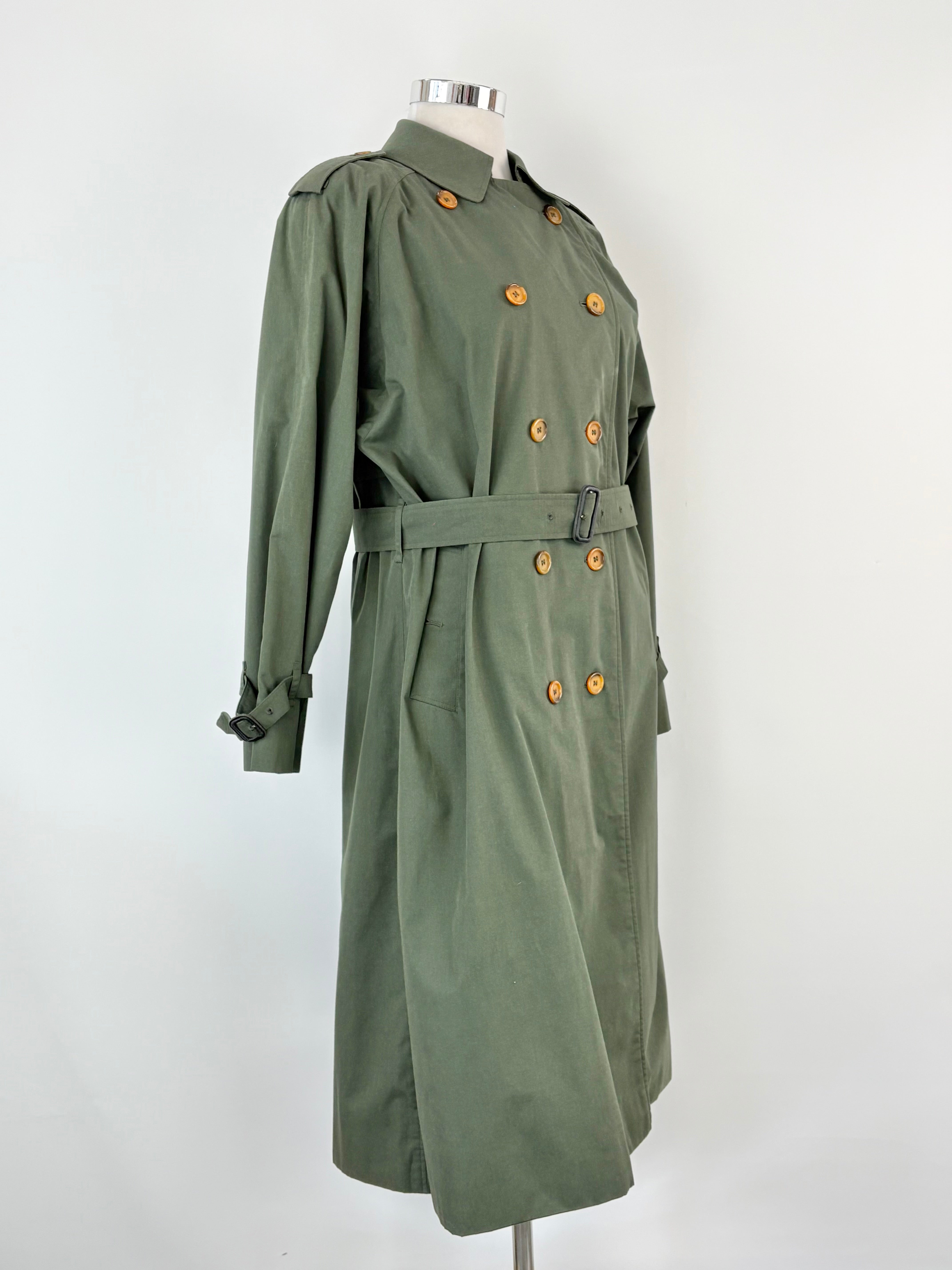 Burberrys of London Vintage 90s Hunter Green Trench Coat  - AU18
