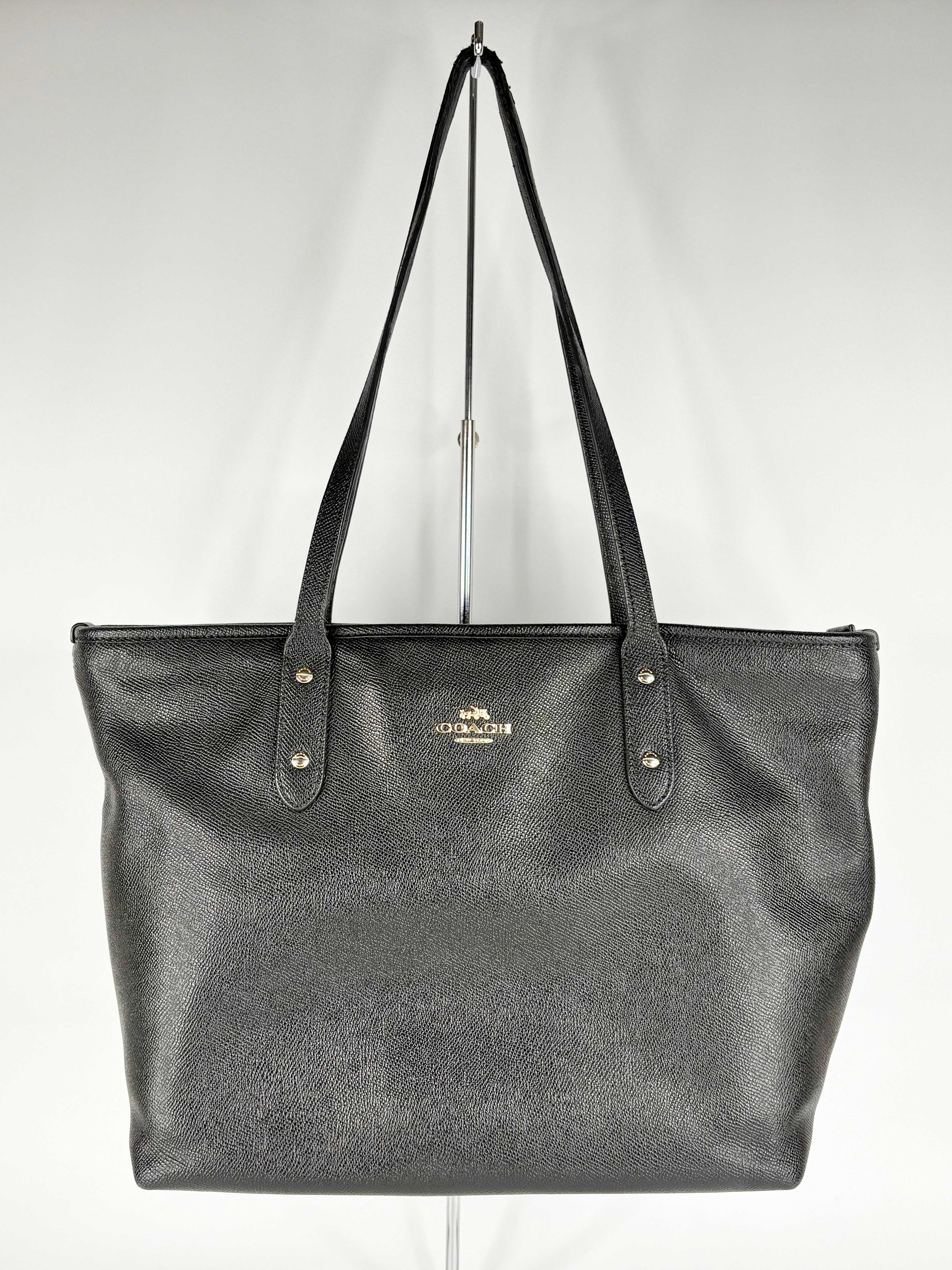 Coach Black Cross-Grained Leather City Tote Bag