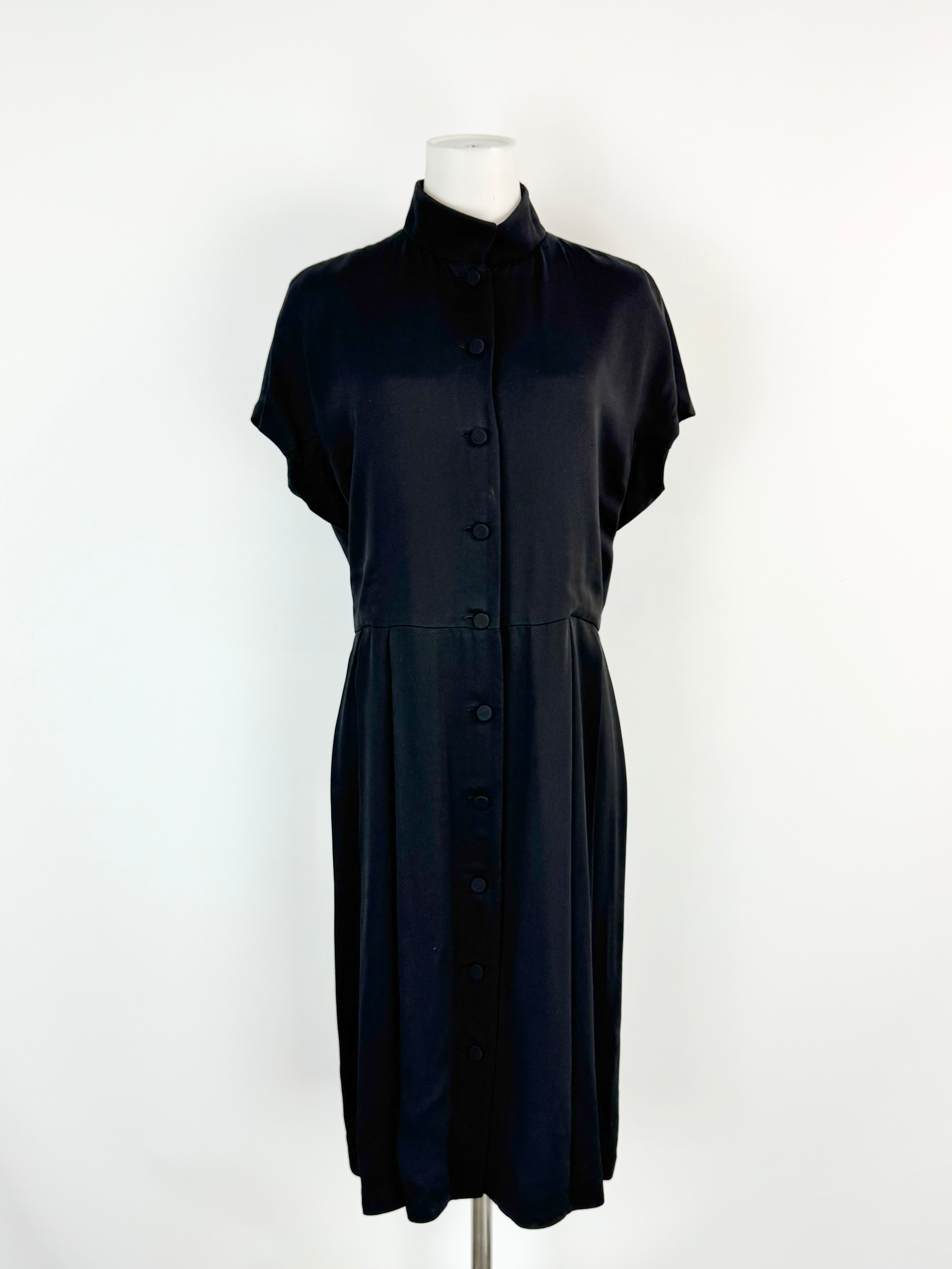 Bally Black Button Down Pleated Skirt Dress - AU10/12