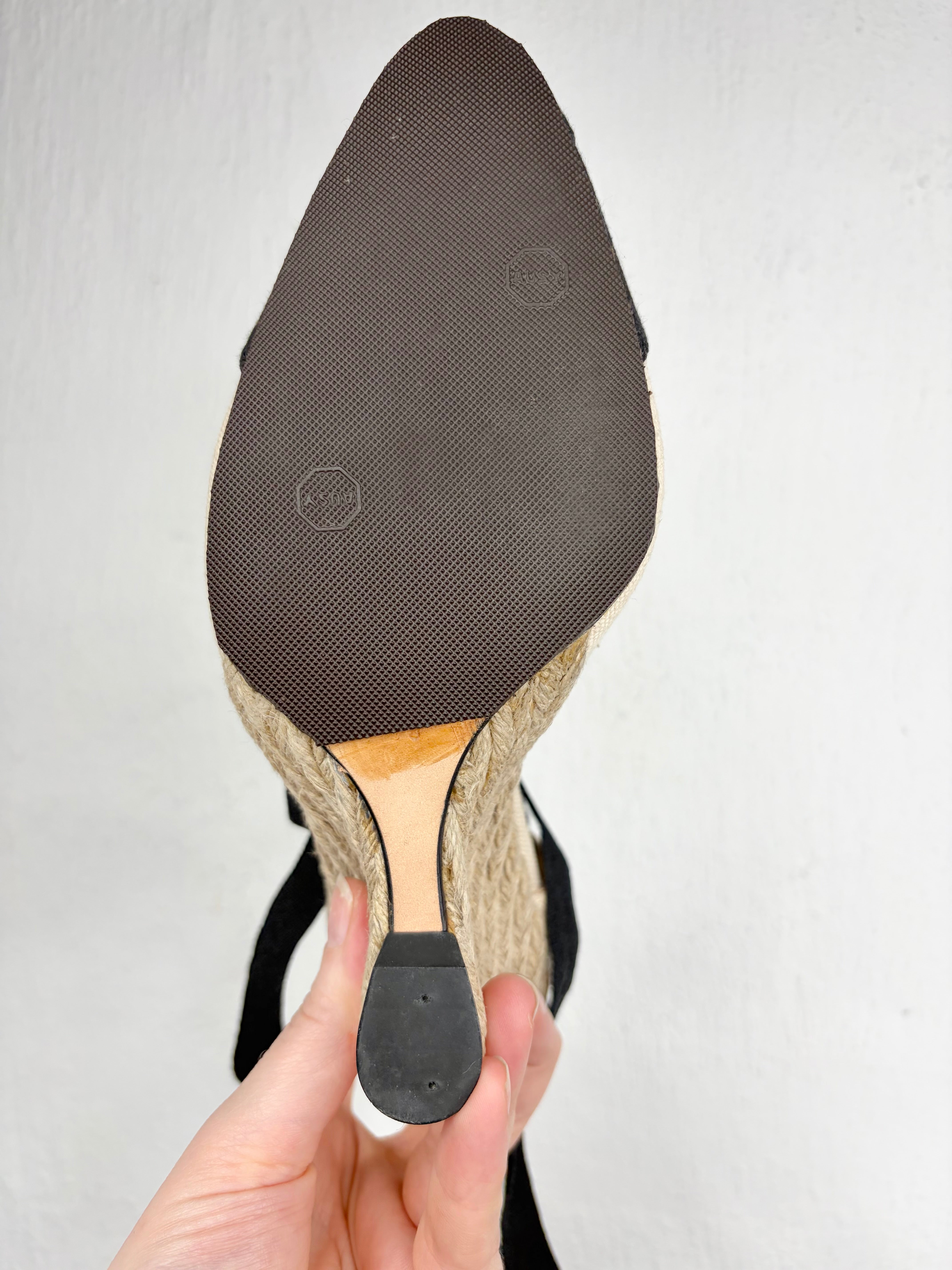 Pura Lopez Black & Cream Espadrilles - EU38