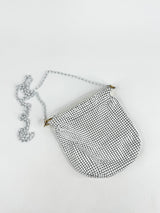 White Metal Mesh Cross Body Bag