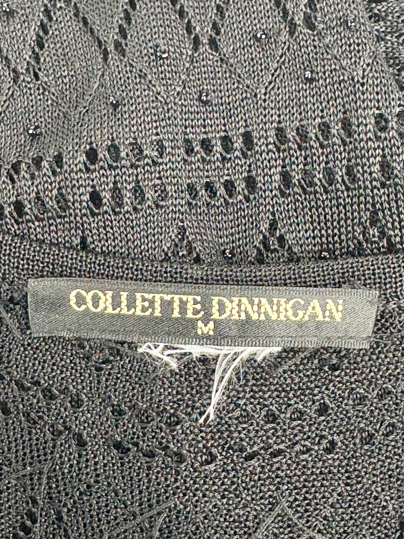 Collette Dinnigan Black Sheer-Lace Slip Dress - AU10/12