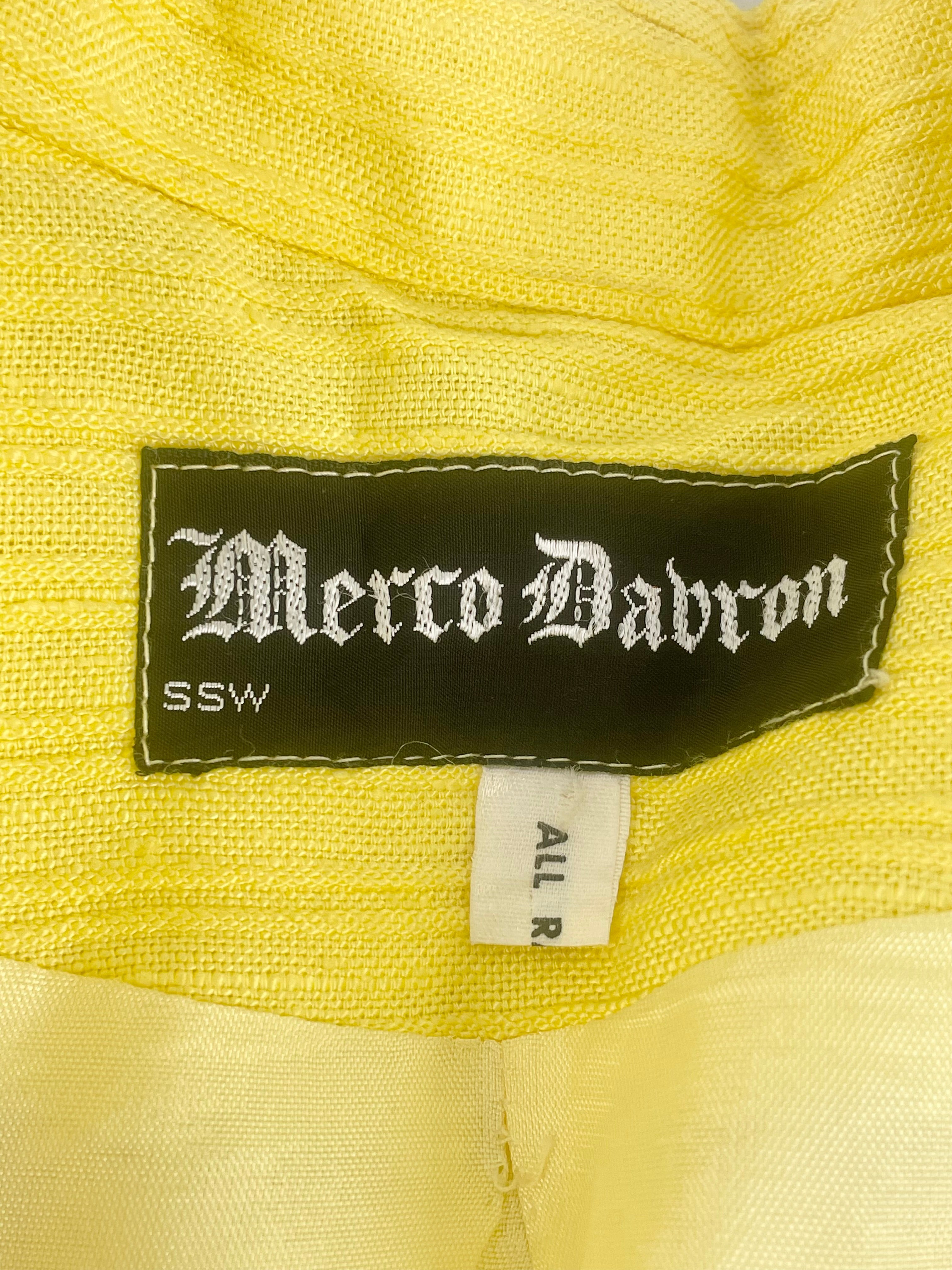 Vintage Merco Davron Canary Yellow Ribbed Coat & Dress Set - AU8