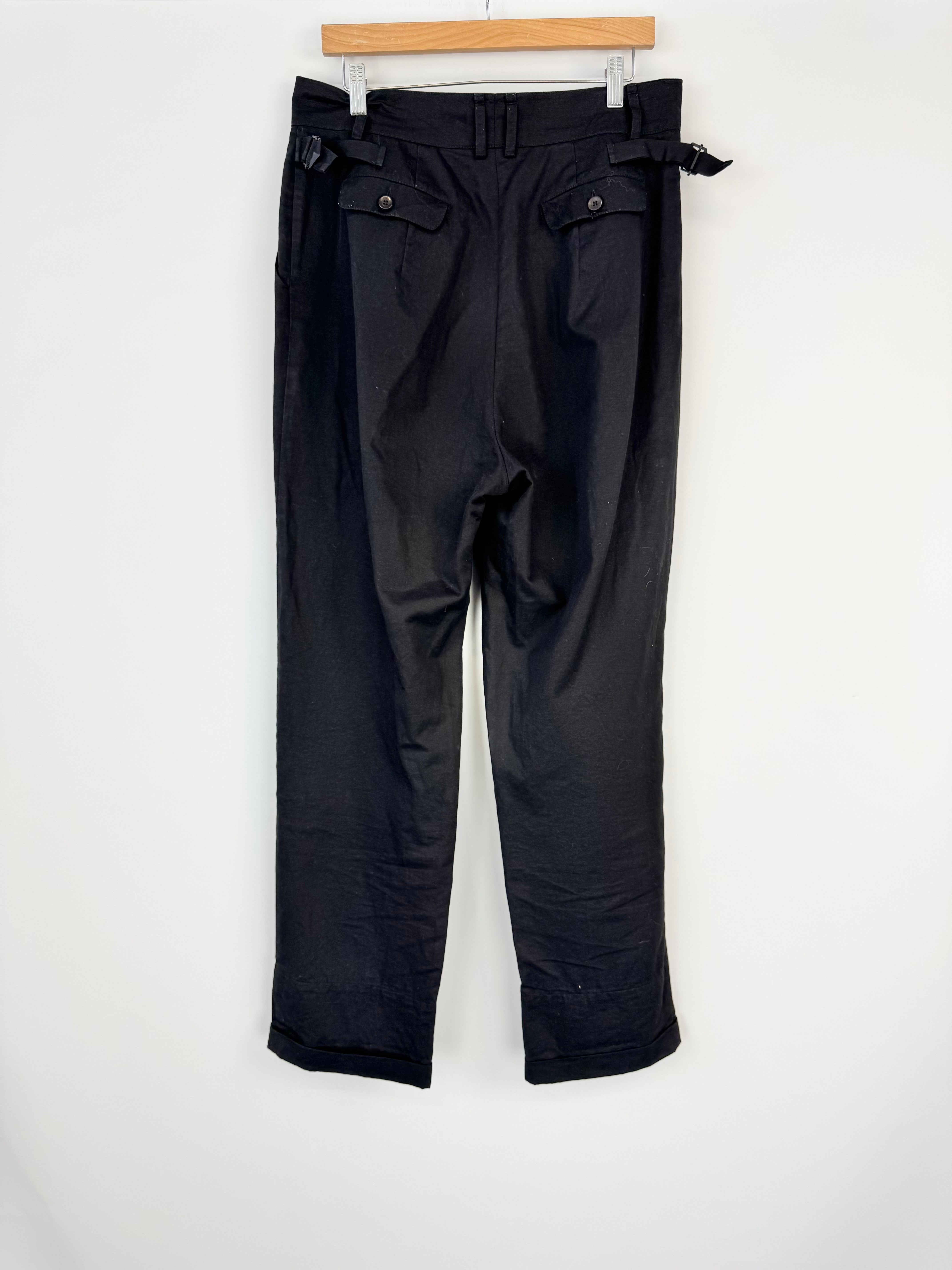 Caves Collect Black Cotton & Linen Slacks - AU14