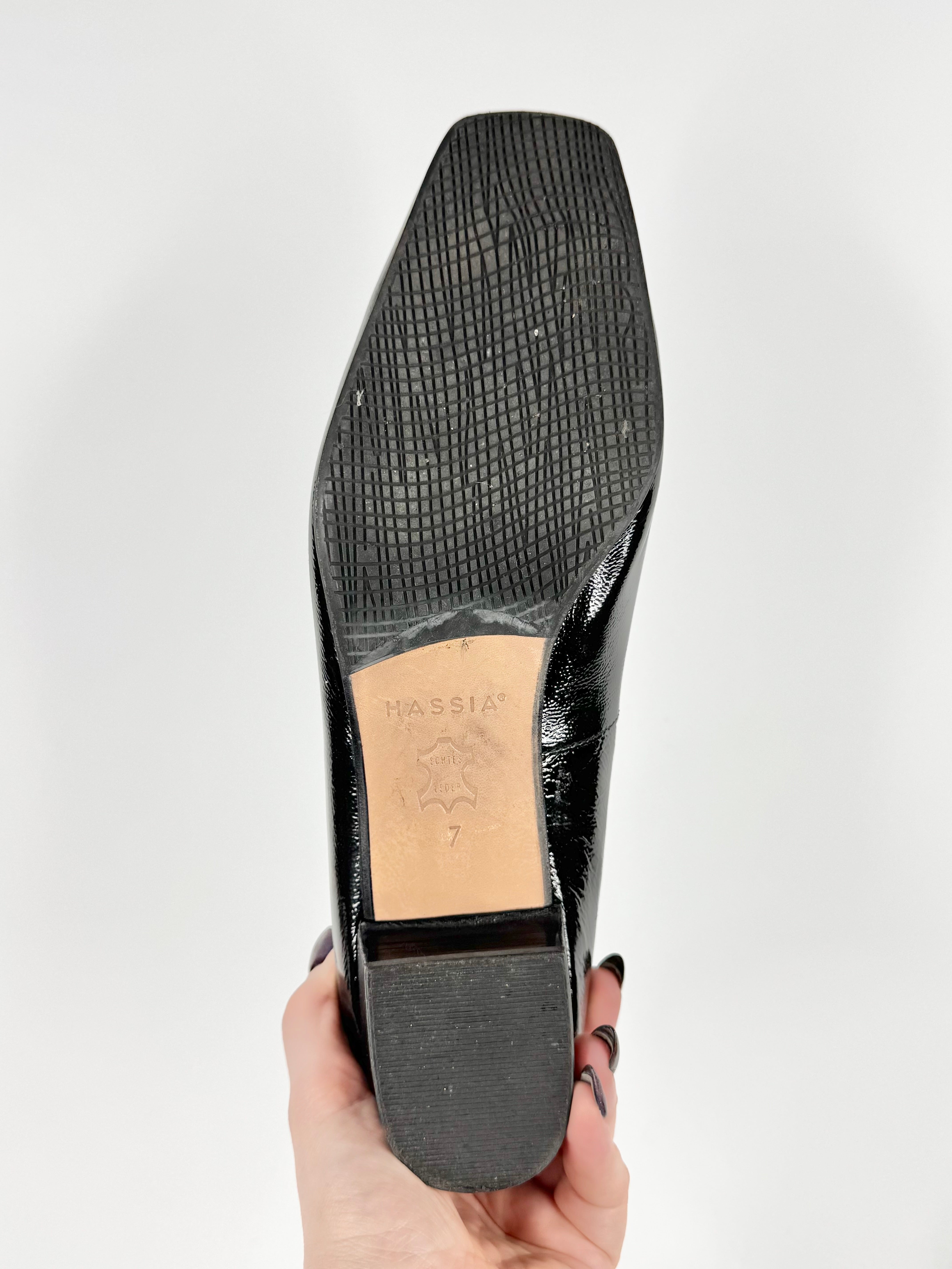 Hassia Black Patent Leather Block Heels - EU39