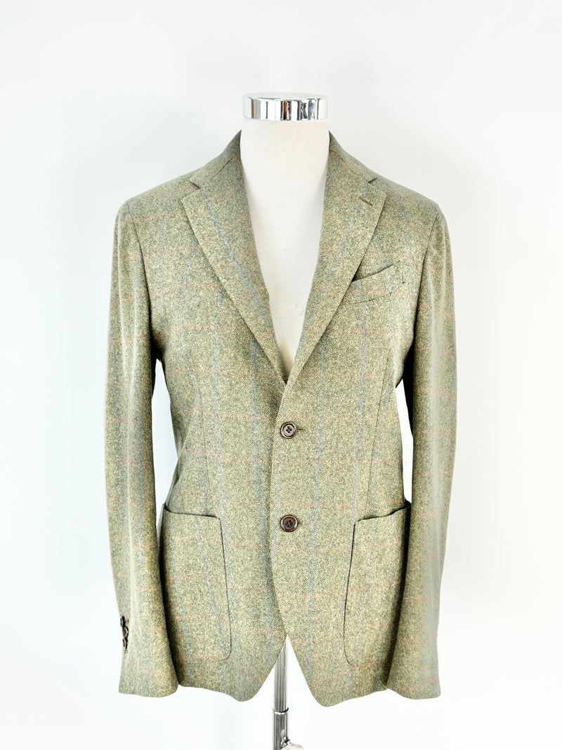 Carracci Green & Blue Plaid Wool Blazer - 50