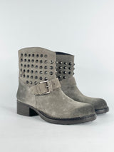 Lola Cruz Charcoal Suede Studded Ankle Boots - EU38