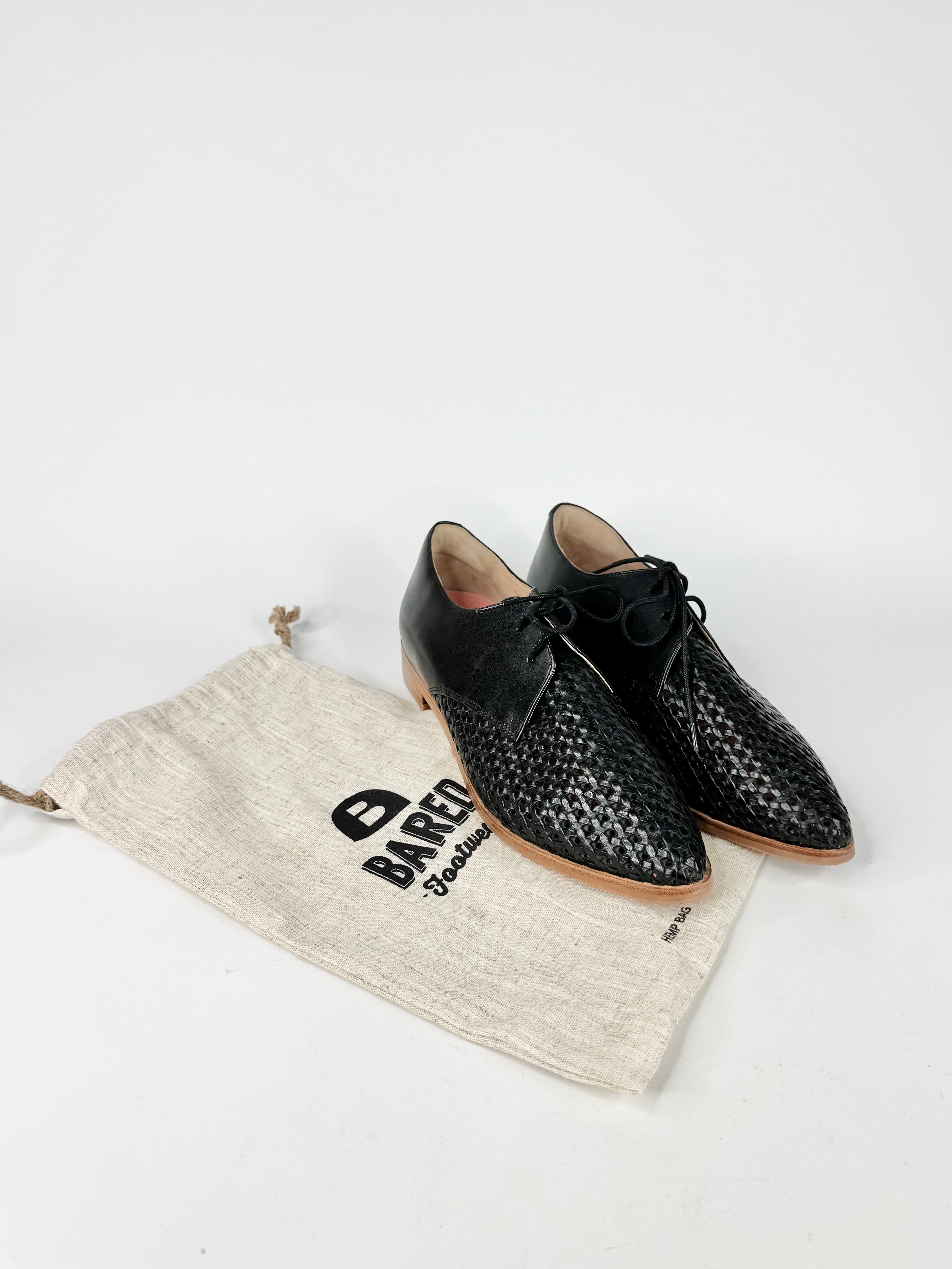 Bared Black Woven Leather Lace Ups NWT - EU41