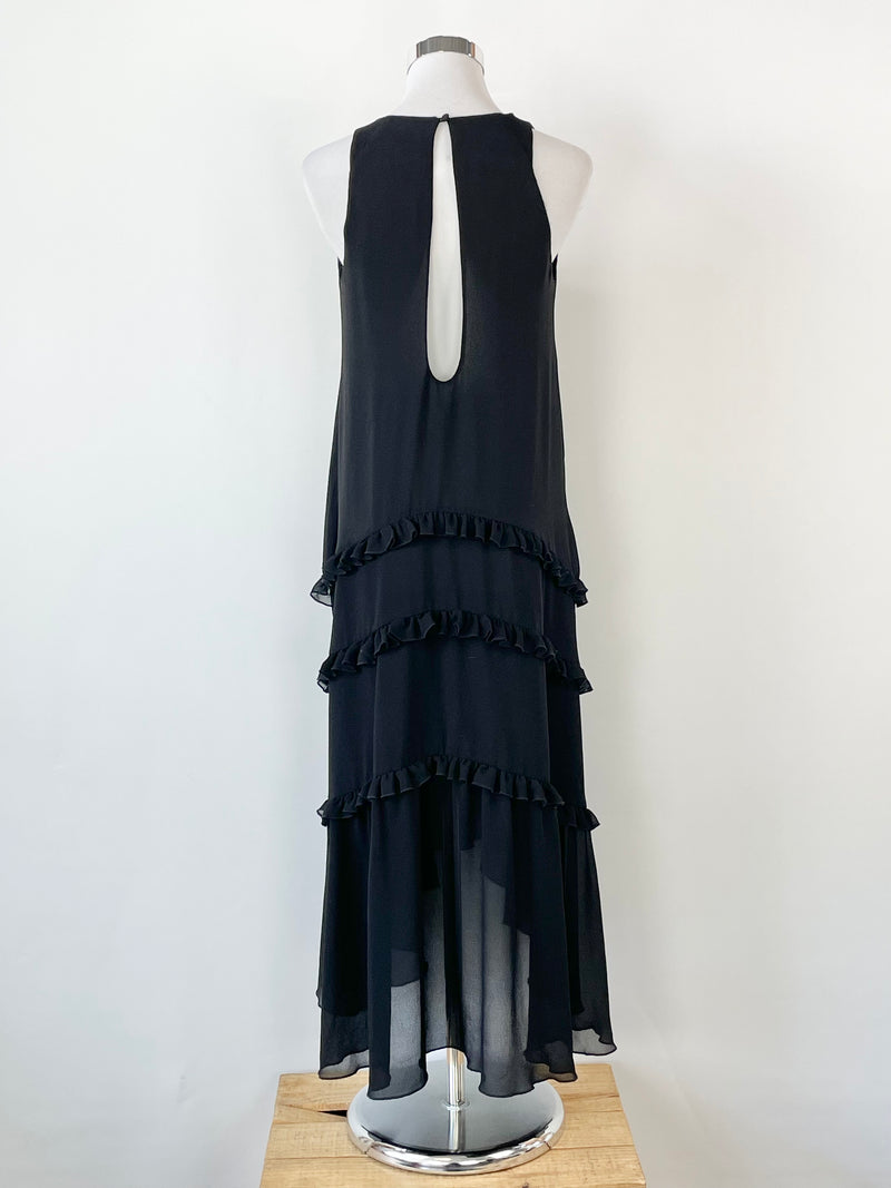 Three Floor Sleeveless Black Layered Maxi Dress - AU8/10