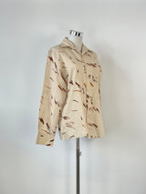 Vintage Roger David Beige Brushstroke-Pattern Shirt - S