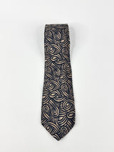 Calvin Klein Blue & Beige Swirled Silk Tie