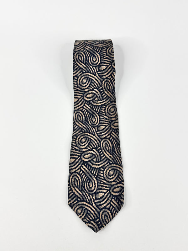 Calvin Klein Blue & Beige Swirled Silk Tie