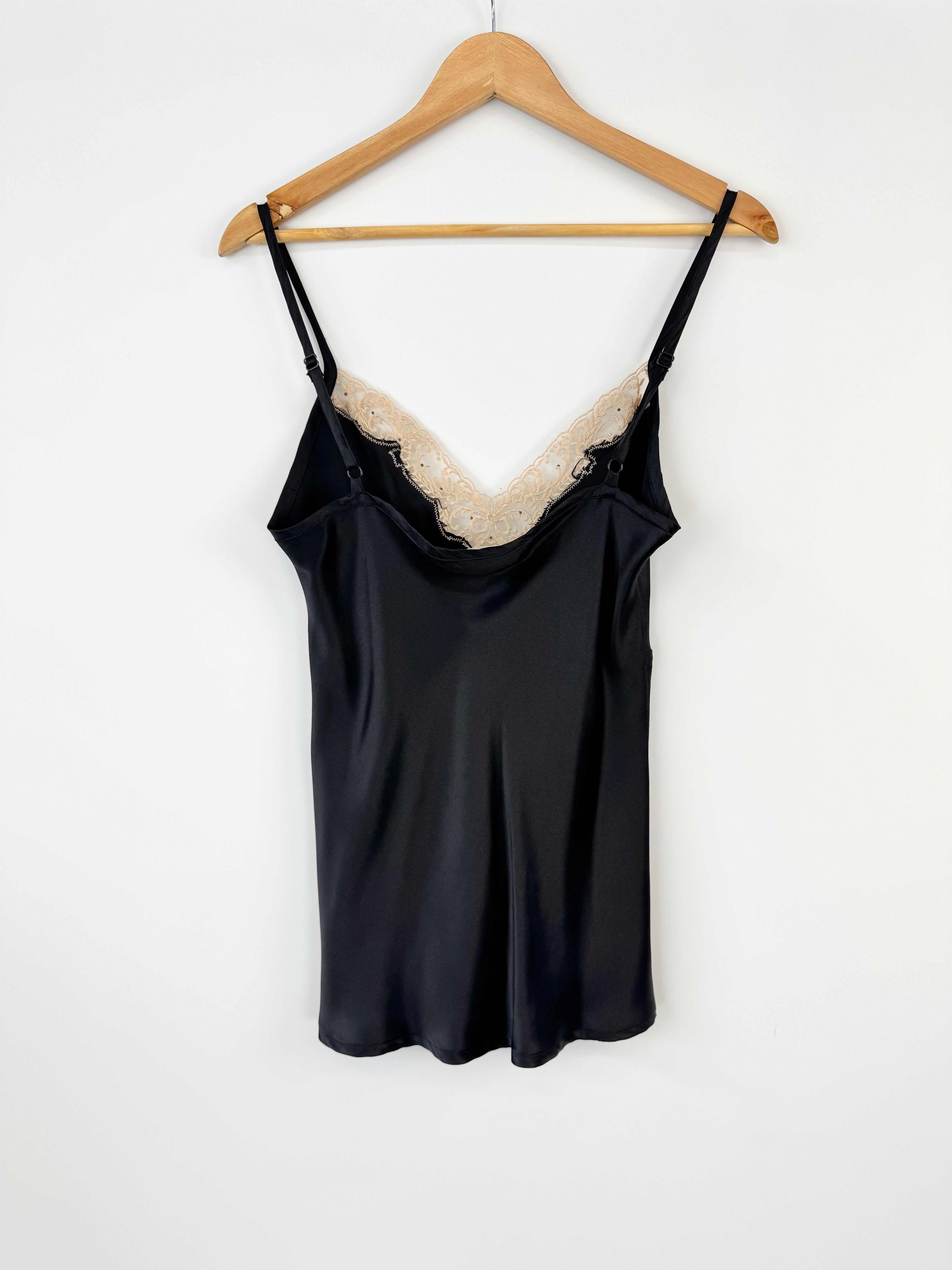 MFW Alannah Hill Black & Vanilla Silk & Lace 'Hey Sexy Girl' Singlet - AU12