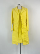 Vintage Merco Davron Canary Yellow Ribbed Coat & Dress Set - AU8