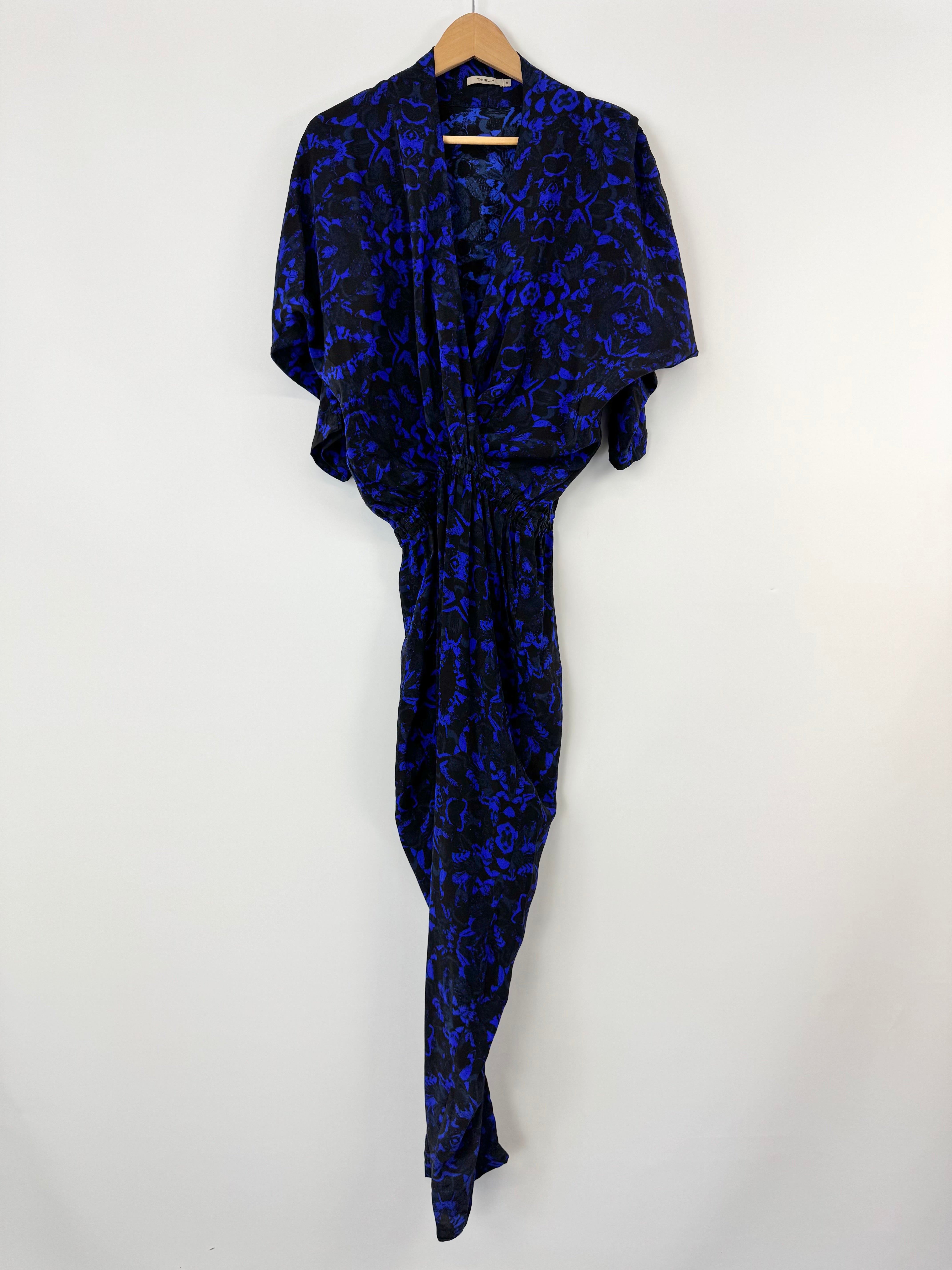Thurley Electric Blue & Black Patterned Silk Jumpsuit - AU8